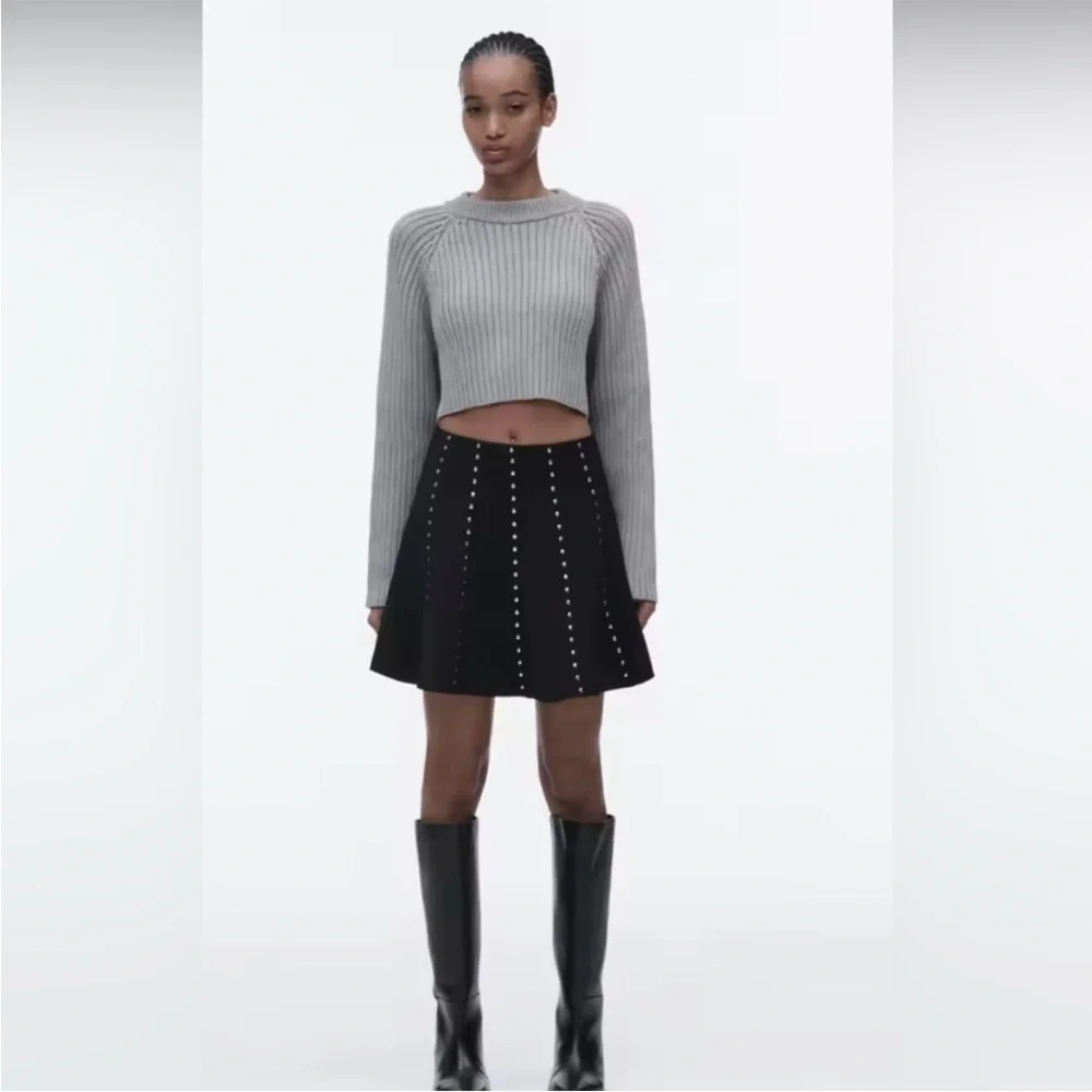 Zara Black Studded Circle Skirt - Picture 5 of 8